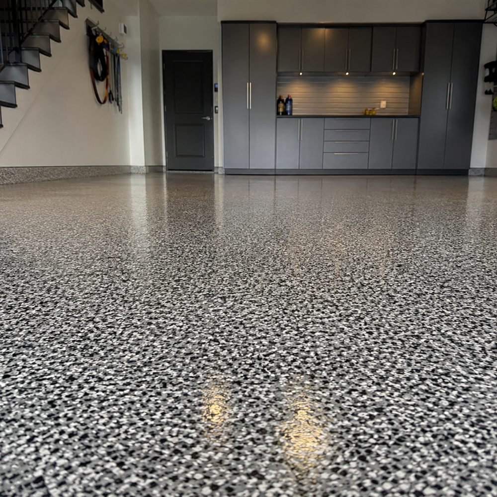 Plancher époxy flocons décoratifs à Greenfield Park